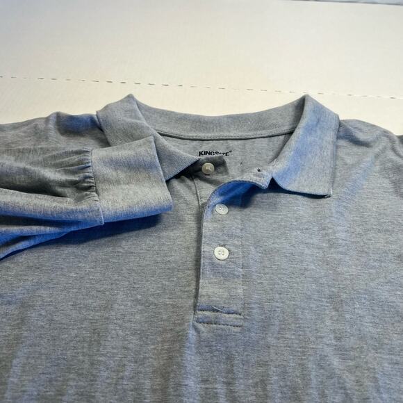 King Size XXL Gray Long Sleeve Polo - Picture 2 of 7